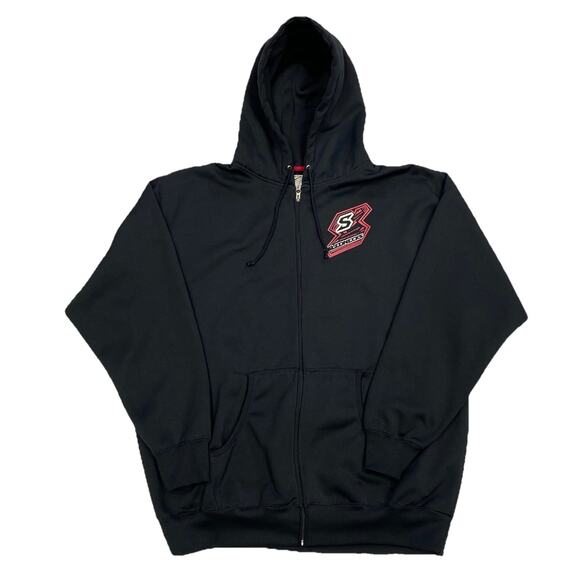Slednecks Zip Up Hoodie XXL Black Red Logo Snowmobile Full Zip Jacket - Picture 1 of 10